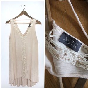 ASTR Ecru Cream Sleeveless High Low Sleeveless Boho Tank Dress Small